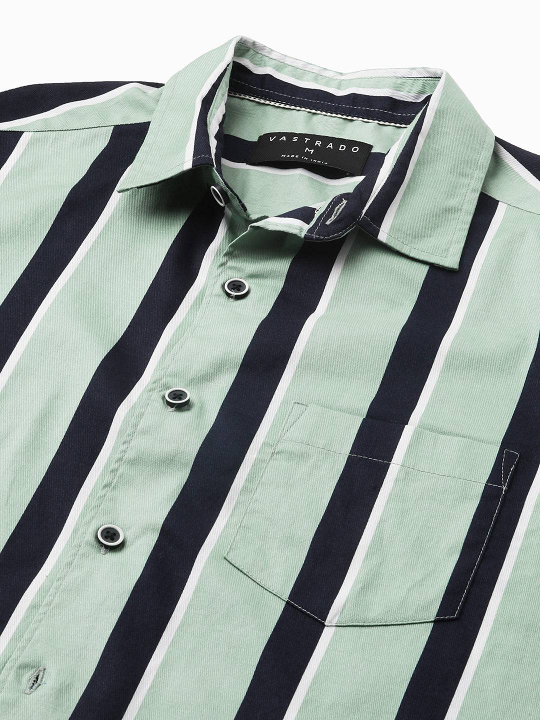 Sage Green & Navy Harbour Striped Shirt Buy only at ₹659