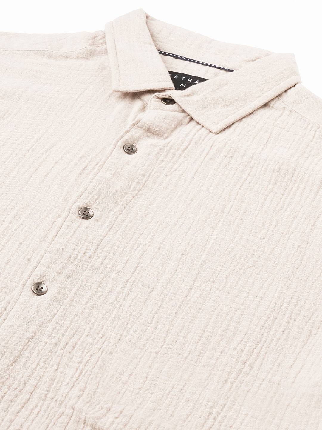 Malibu Beige Double Cloth Crinkled Shirt Buy only at ₹699