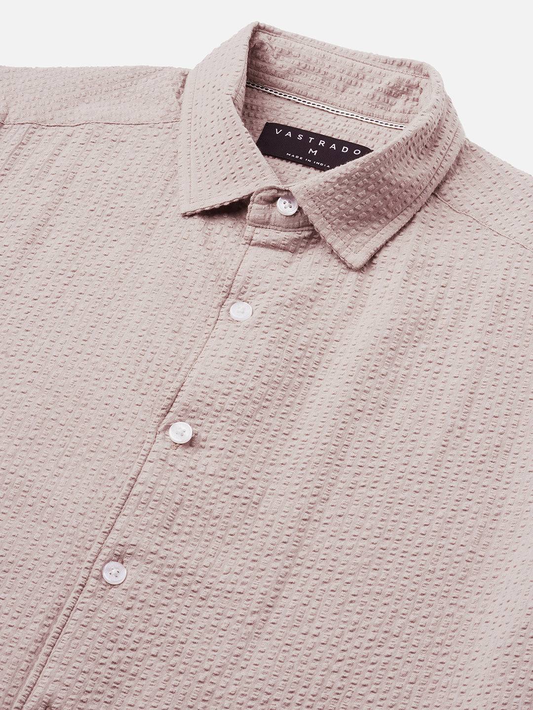 Taupe Seersucker Opulent Shirt Buy only at ₹699