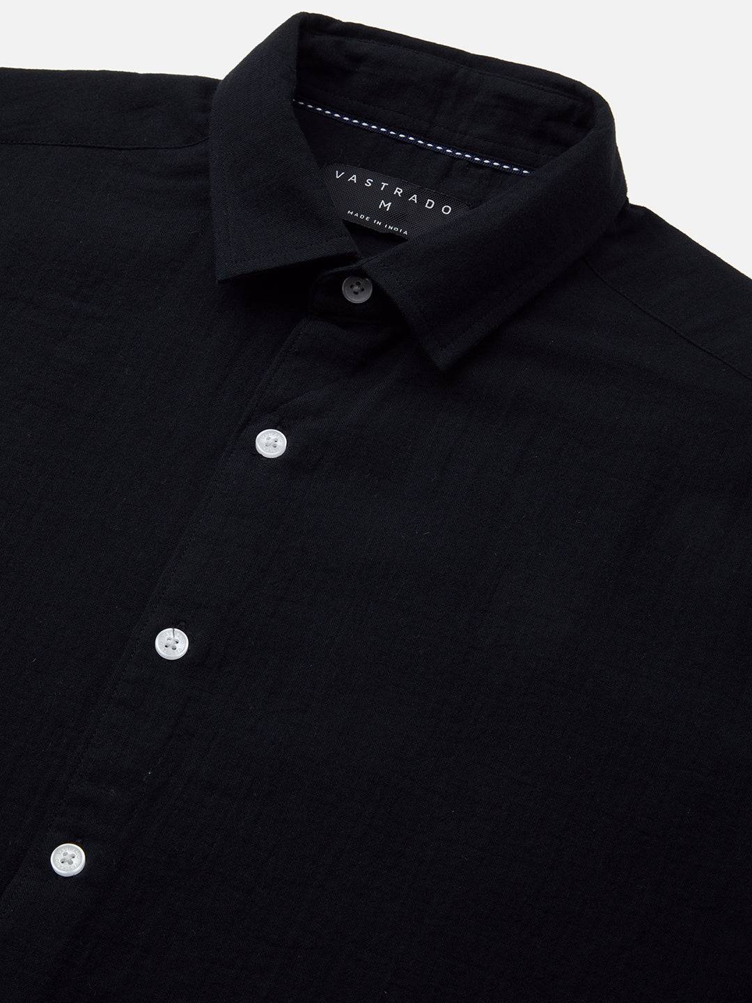 Eternal Midnight Black Double Cloth Elegance Shirt Buy only at ₹699