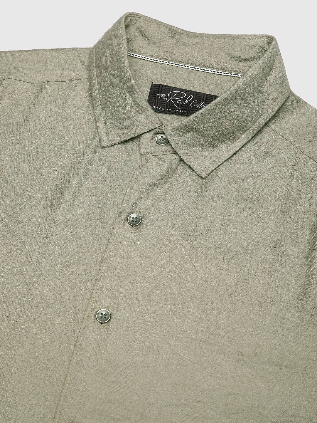 Dusty Olive Rhythmic Wave Textured Shirt Buy only at ₹759