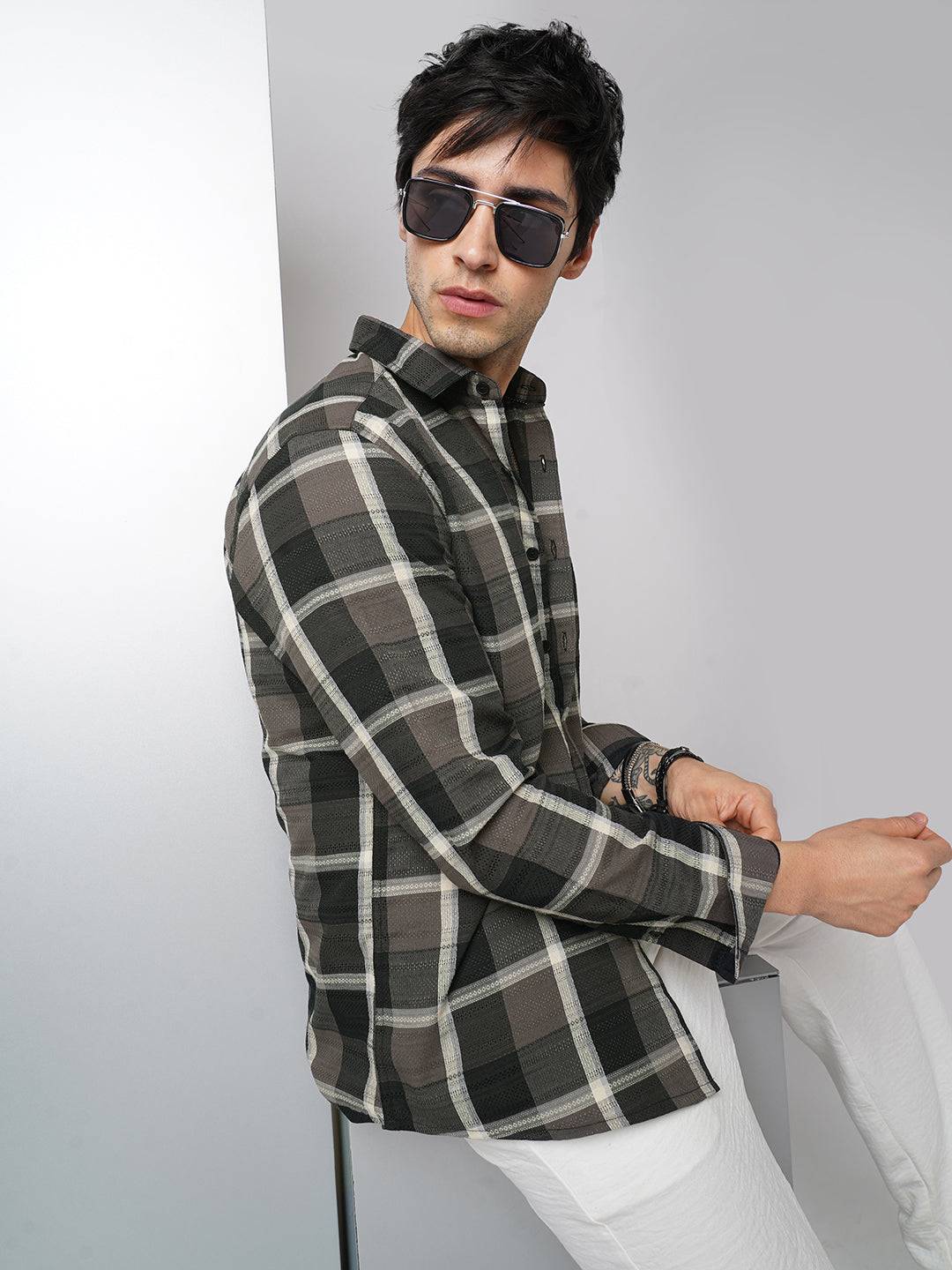 Nocturne Crest Luxe Plaid Black Shirt Buy only at ₹799