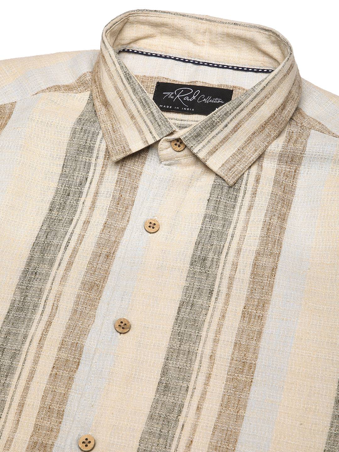 Elegant Multicolor Striped Linen Blend Shirt Buy only at ₹759