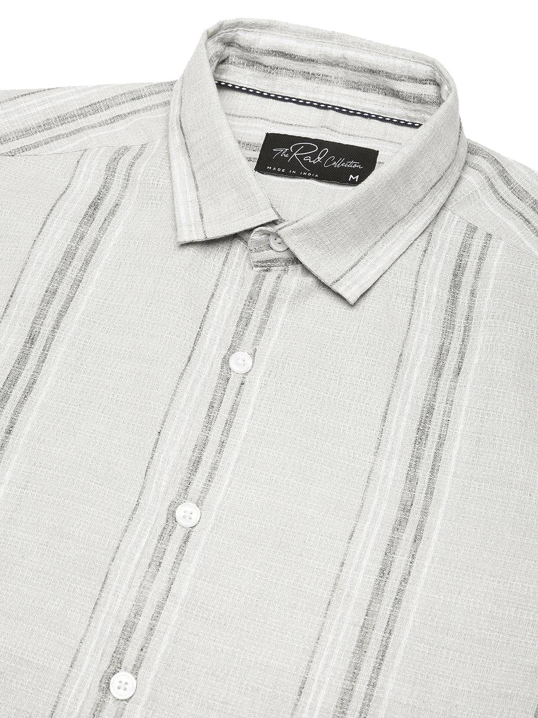 Light Grey Marine Mist Striped Linen Blend Shirt Buy only at ₹759
