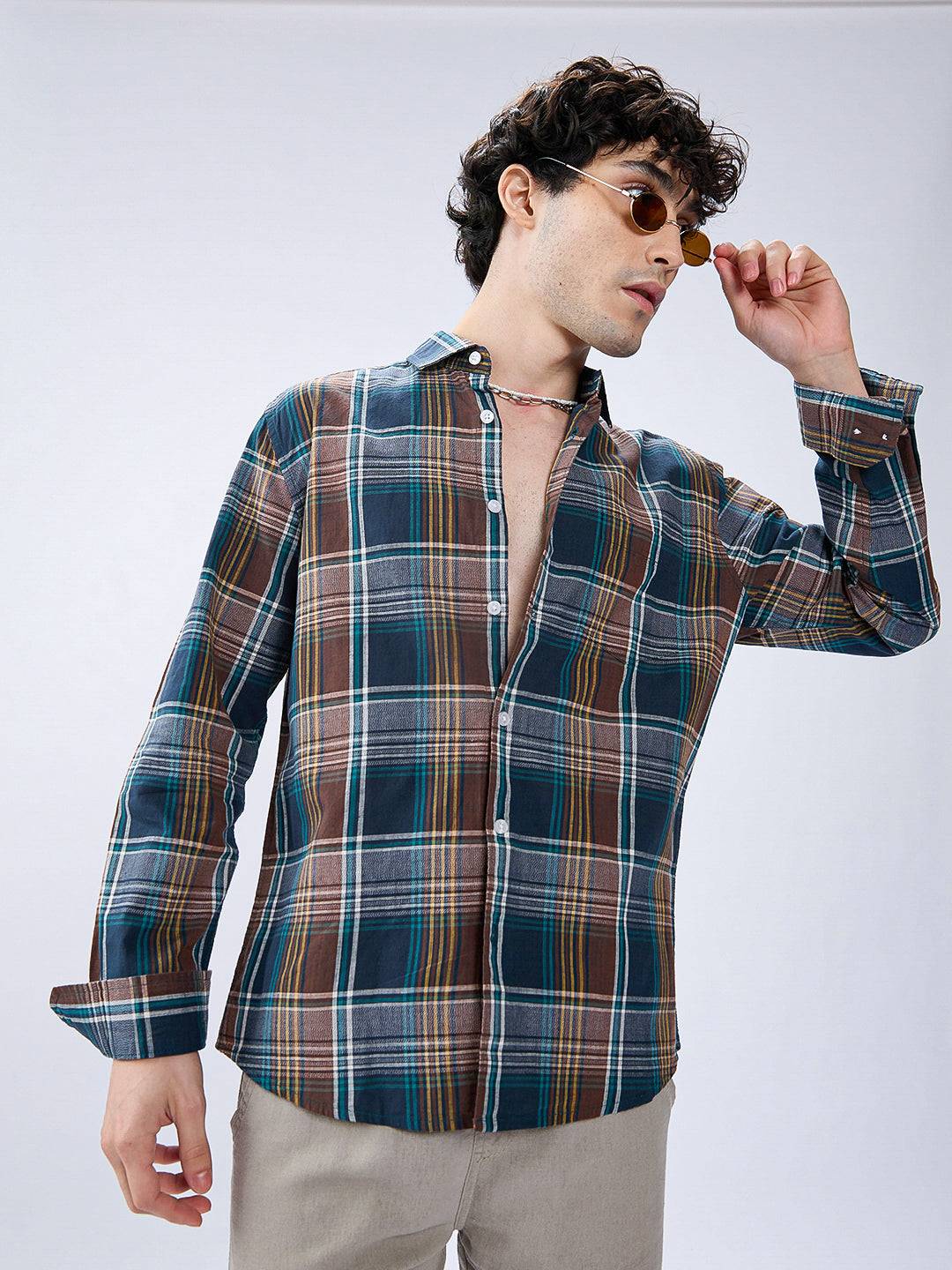 Forest Brown Multitone Heritage Checks Shirt Buy only at ₹799