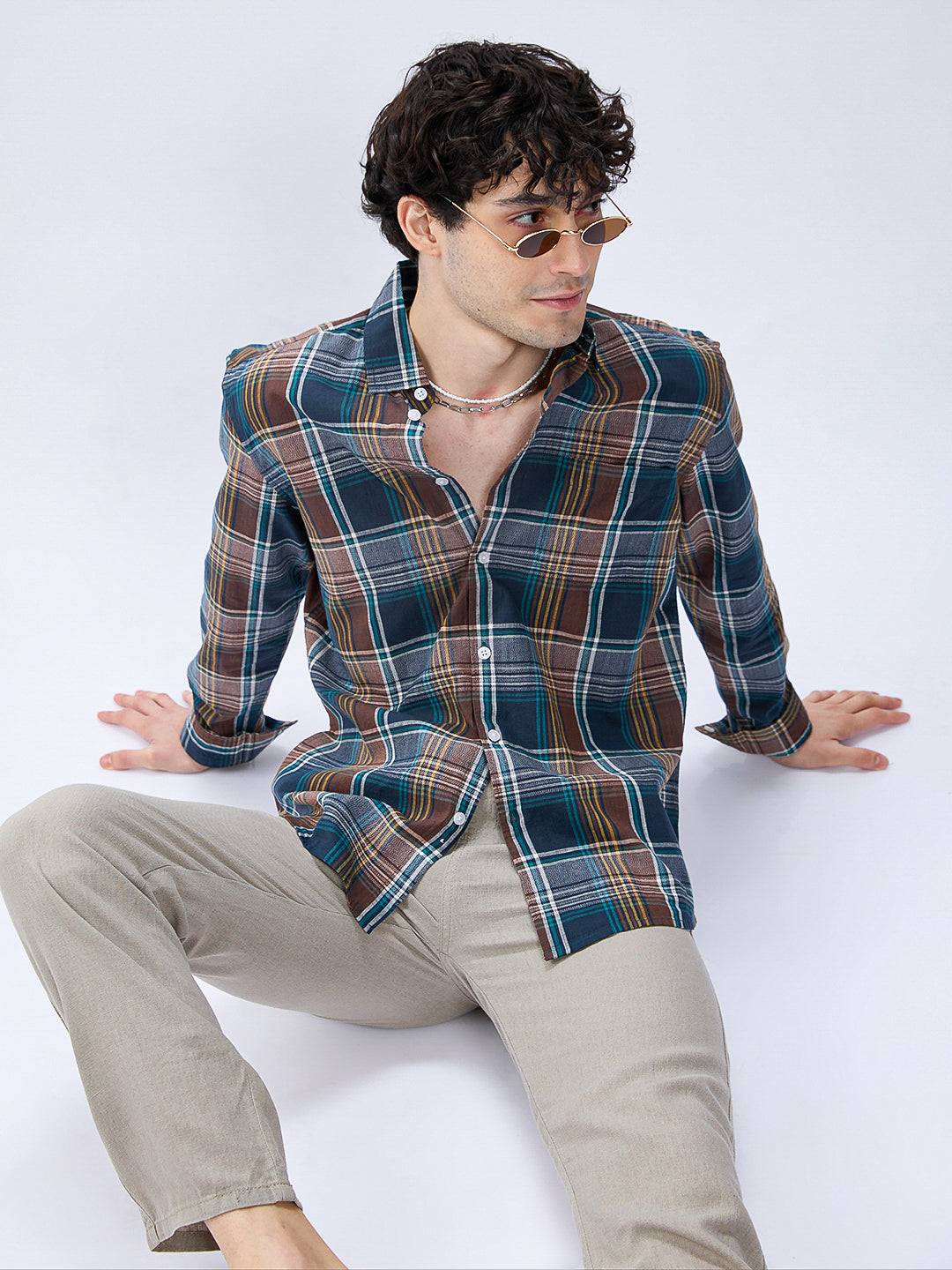 Forest Brown Multitone Heritage Checks Shirt Buy only at ₹799