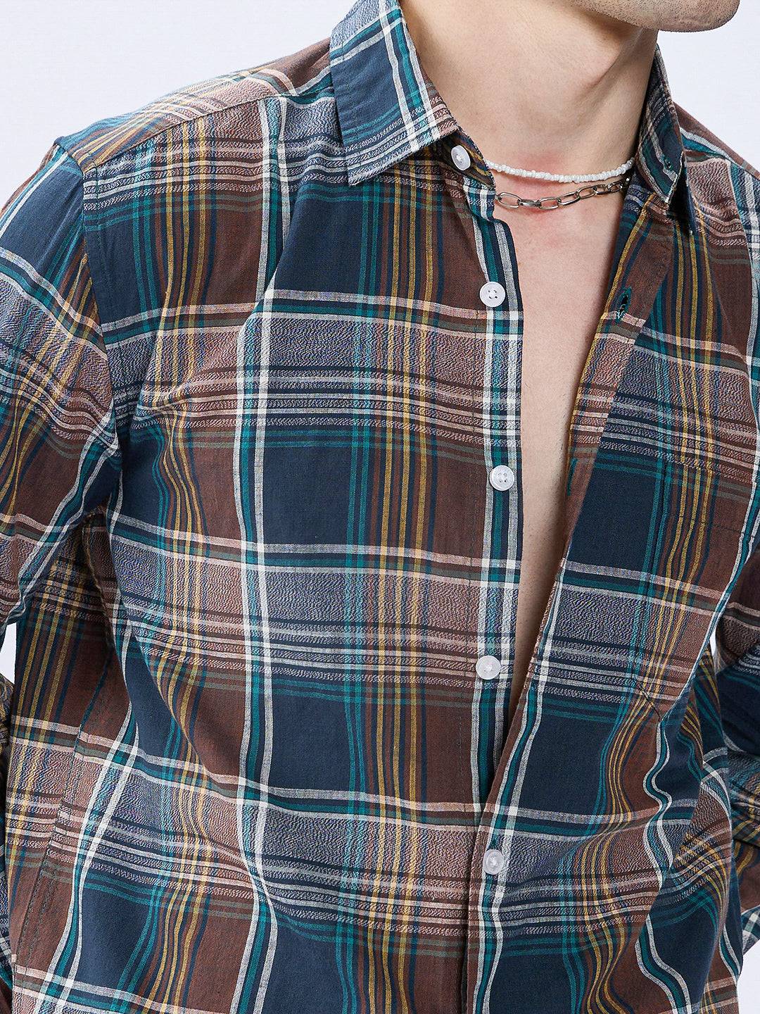 Forest Brown Multitone Heritage Checks Shirt Buy only at ₹799