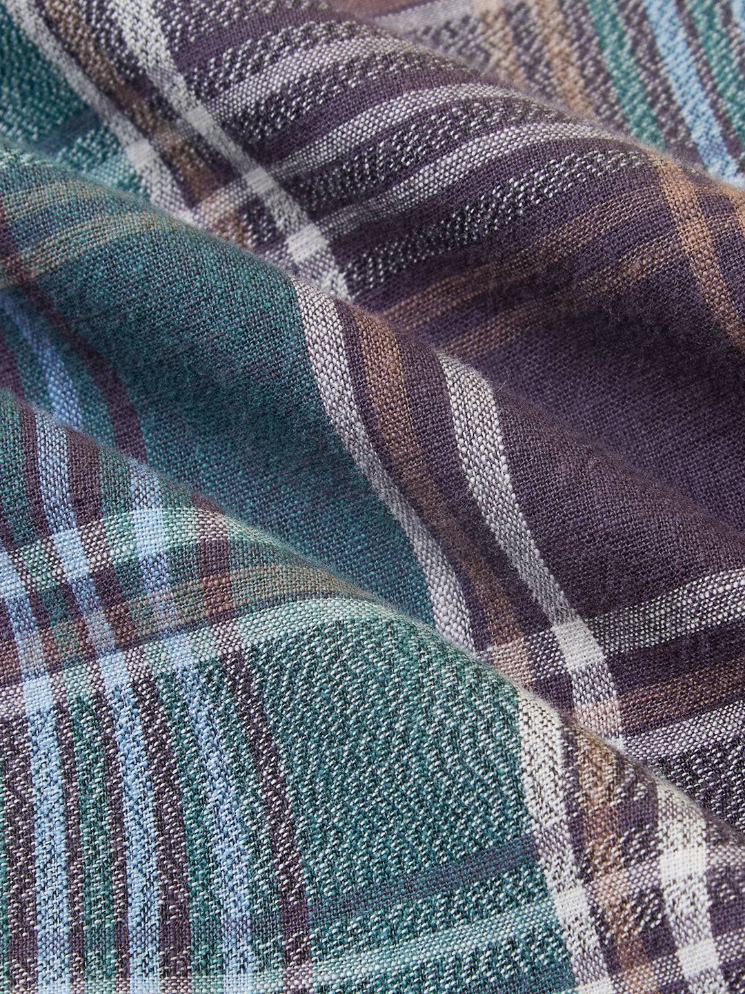 Twilight Teal Multitone Tartan Checked Jacquard Shirt Buy only at ₹799