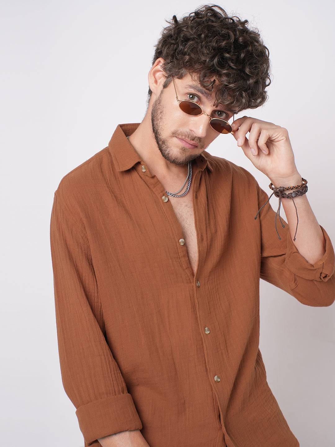 Elegant Rust Double Cloth Everyday Shirt Buy only at ₹699