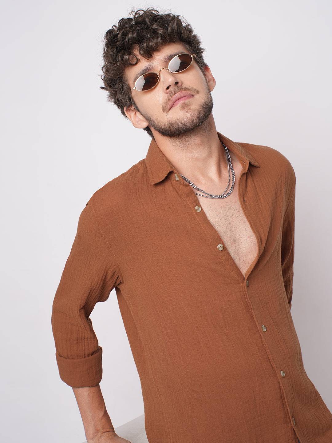 Elegant Rust Double Cloth Everyday Shirt Buy only at ₹699