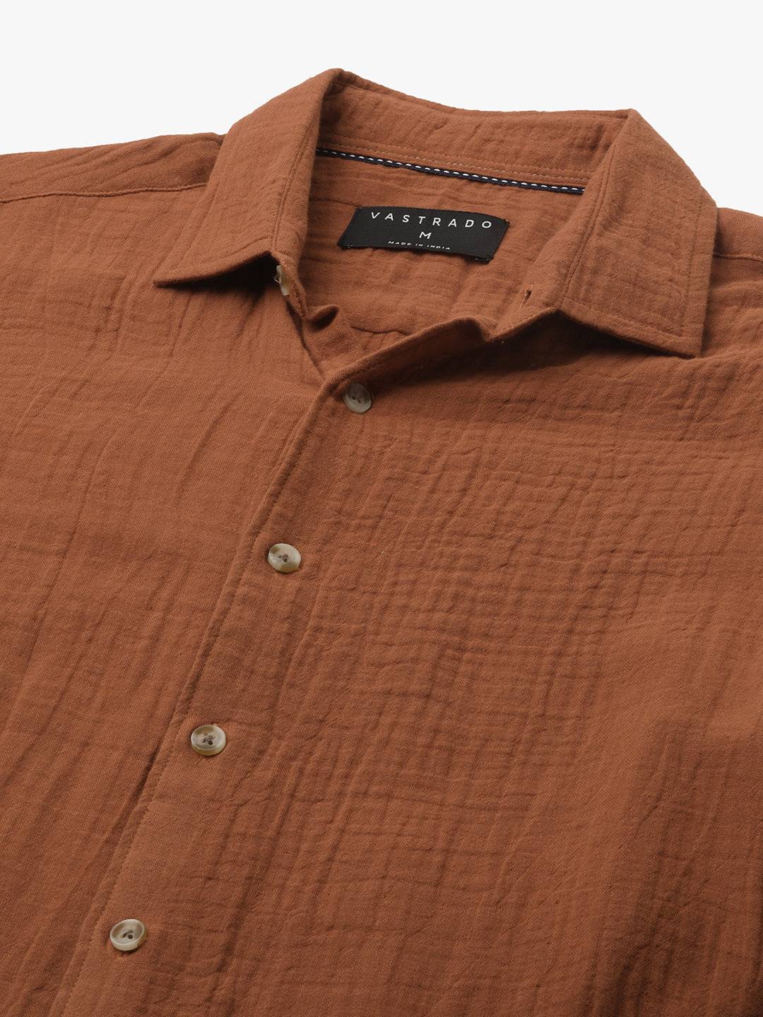 Elegant Rust Double Cloth Everyday Shirt Buy only at ₹699