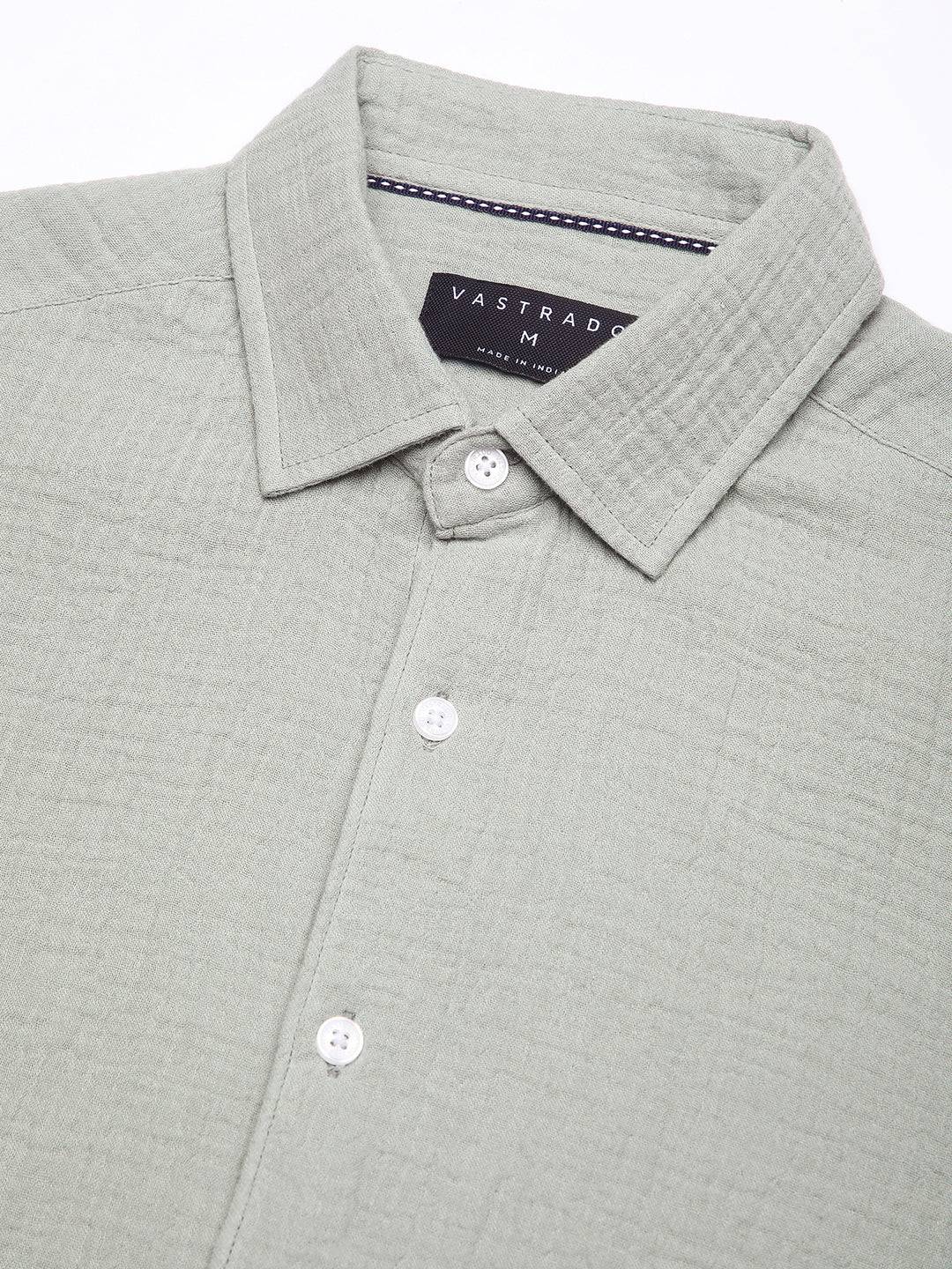 Laurel Green Zephyr Double Cloth Crinkled Shirt Buy only at ₹699