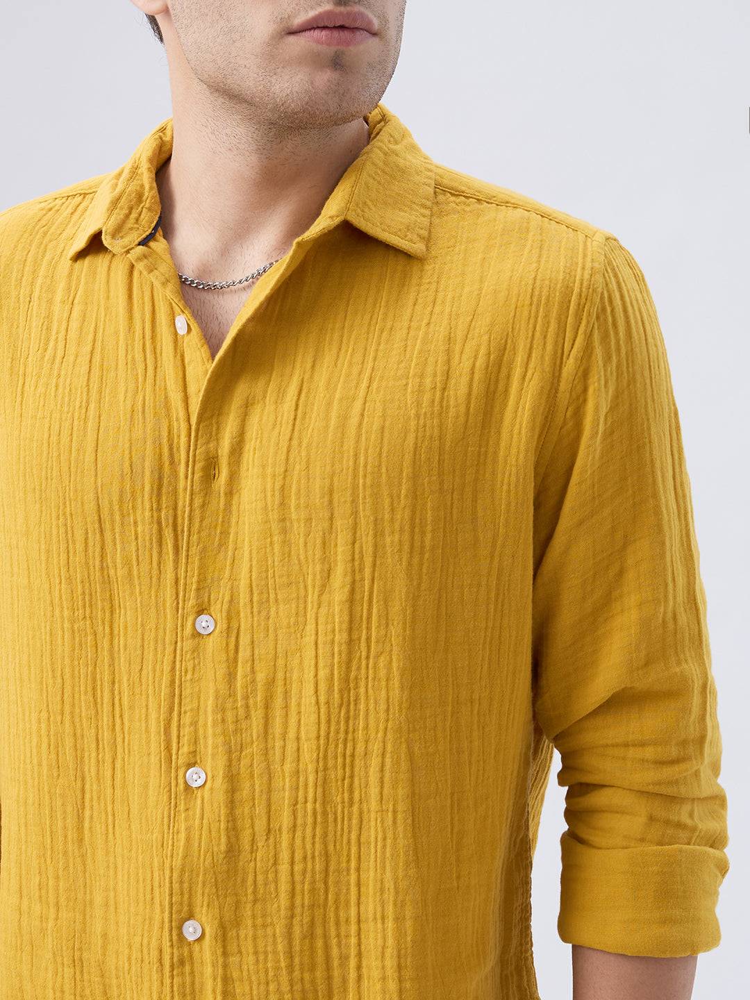 Elite Mustard Double Cloth Shirt Buy only at ₹699