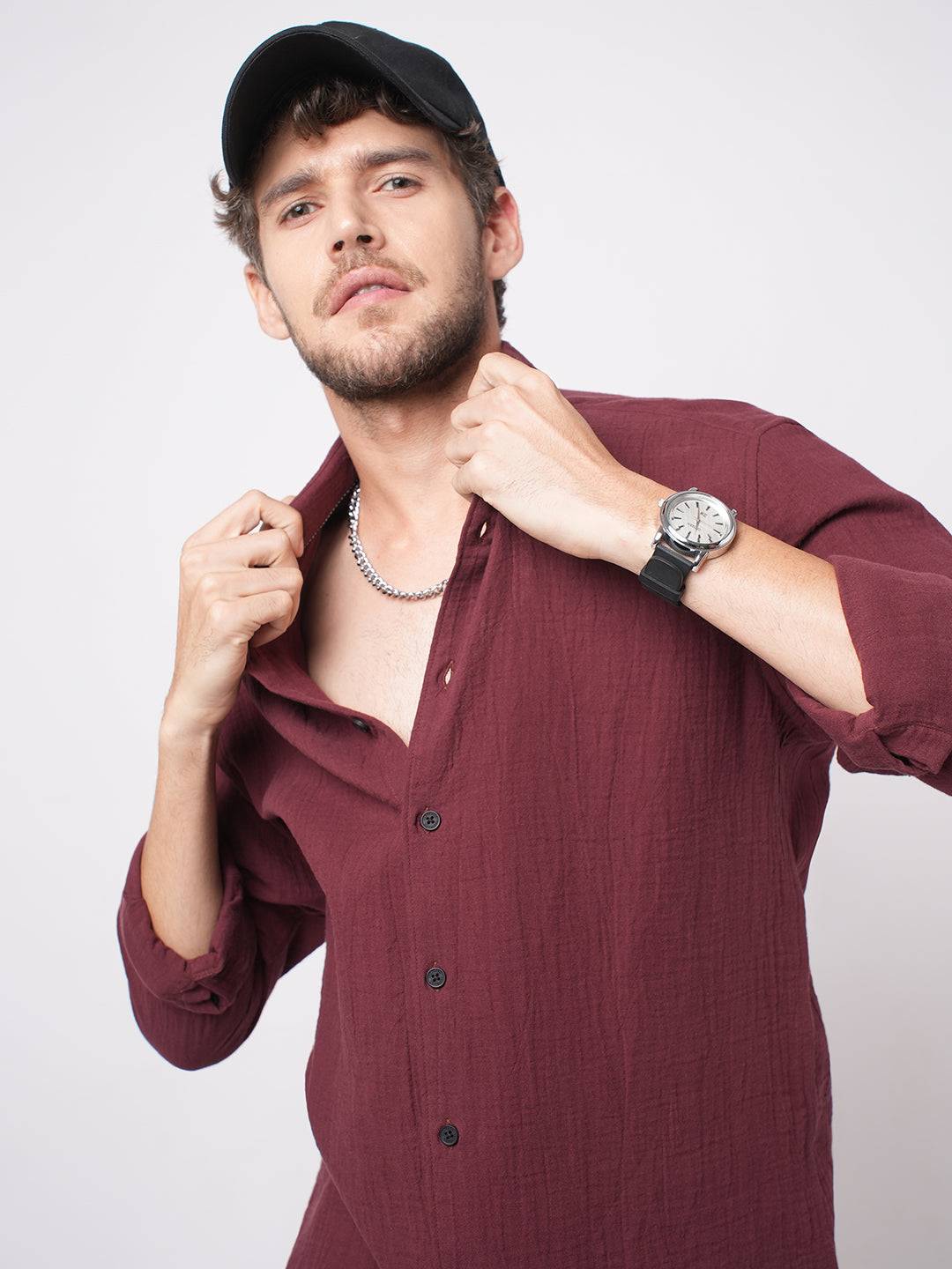 Bole Brown Double Cloth Shirt Buy only at ₹699