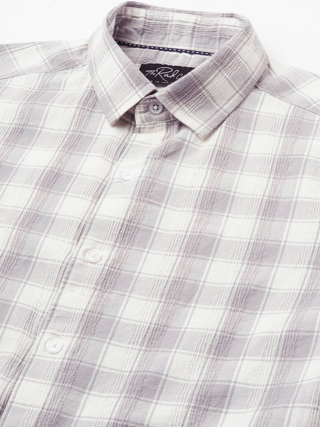Silver Mist Premium Dobby Checks Shirt Buy only at ₹799