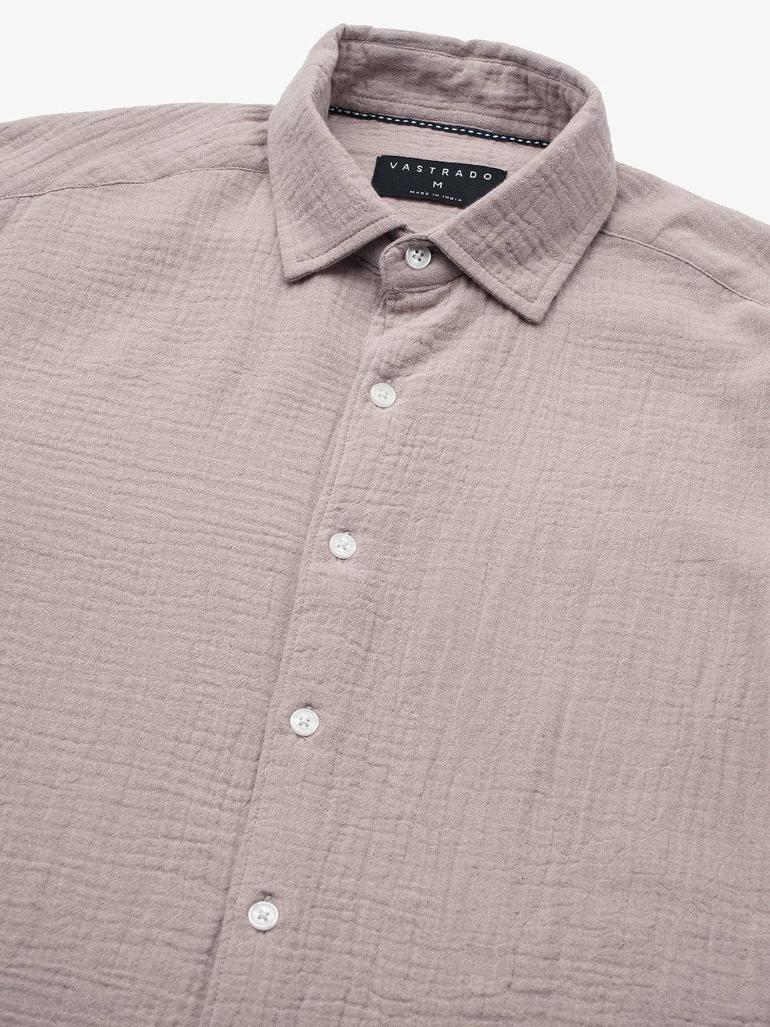 Misty Mauve Double Cloth Crinkled Shirt Buy only at ₹699
