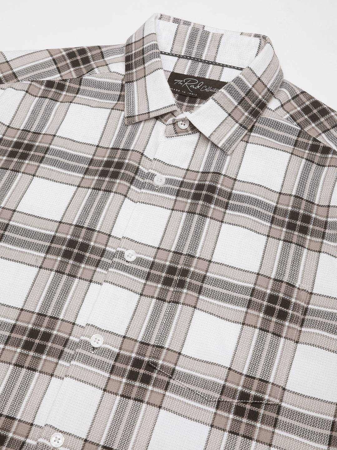 Premium Cotton White & Brown Plaid Checks Shirt Buy only at ₹759