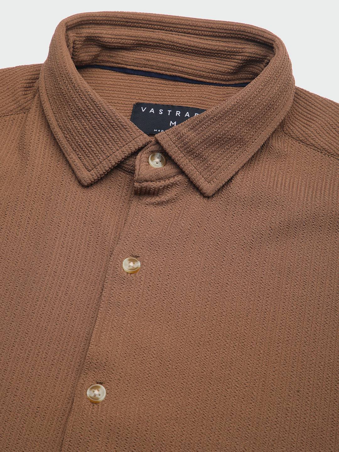 Burnt Sienna Brown Textured Shirt Buy only at ₹699
