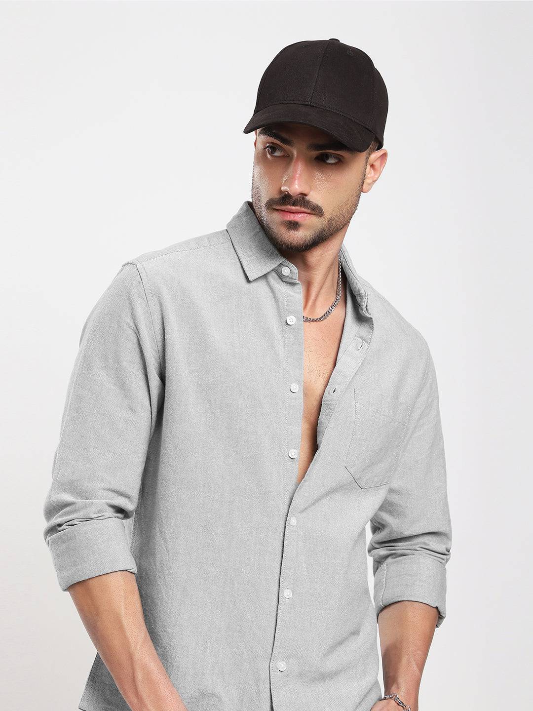 Ash Grey Refined Weave Oxford Shirt Buy only at ₹699