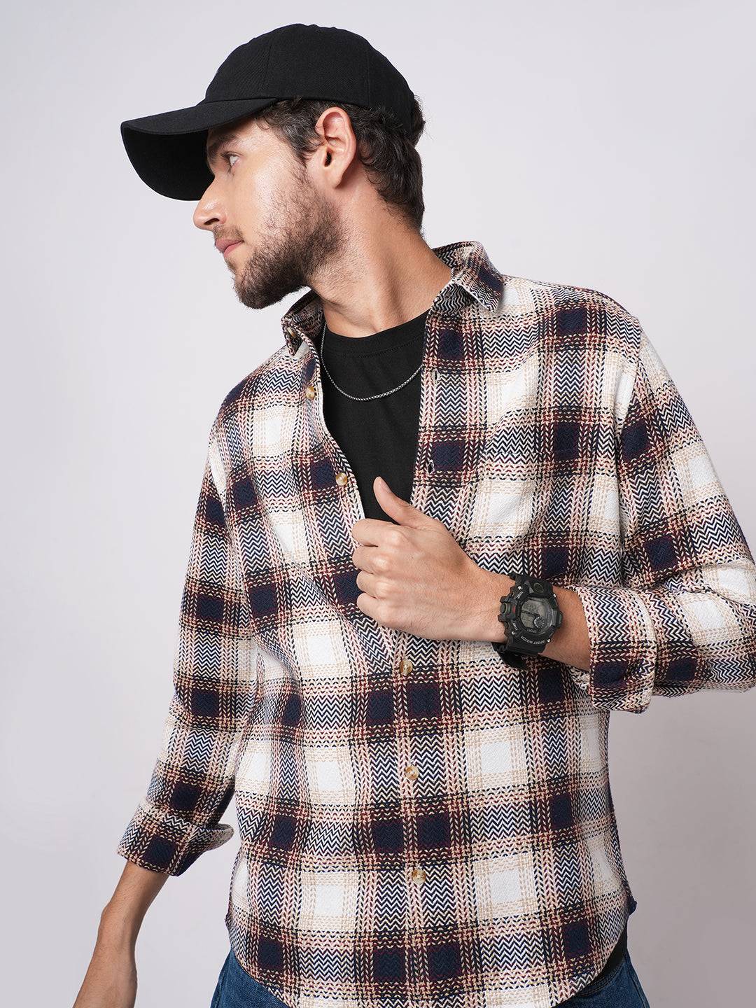 Heritage Chevron Multicolour Tweed Checks Shirt Buy only at ₹699