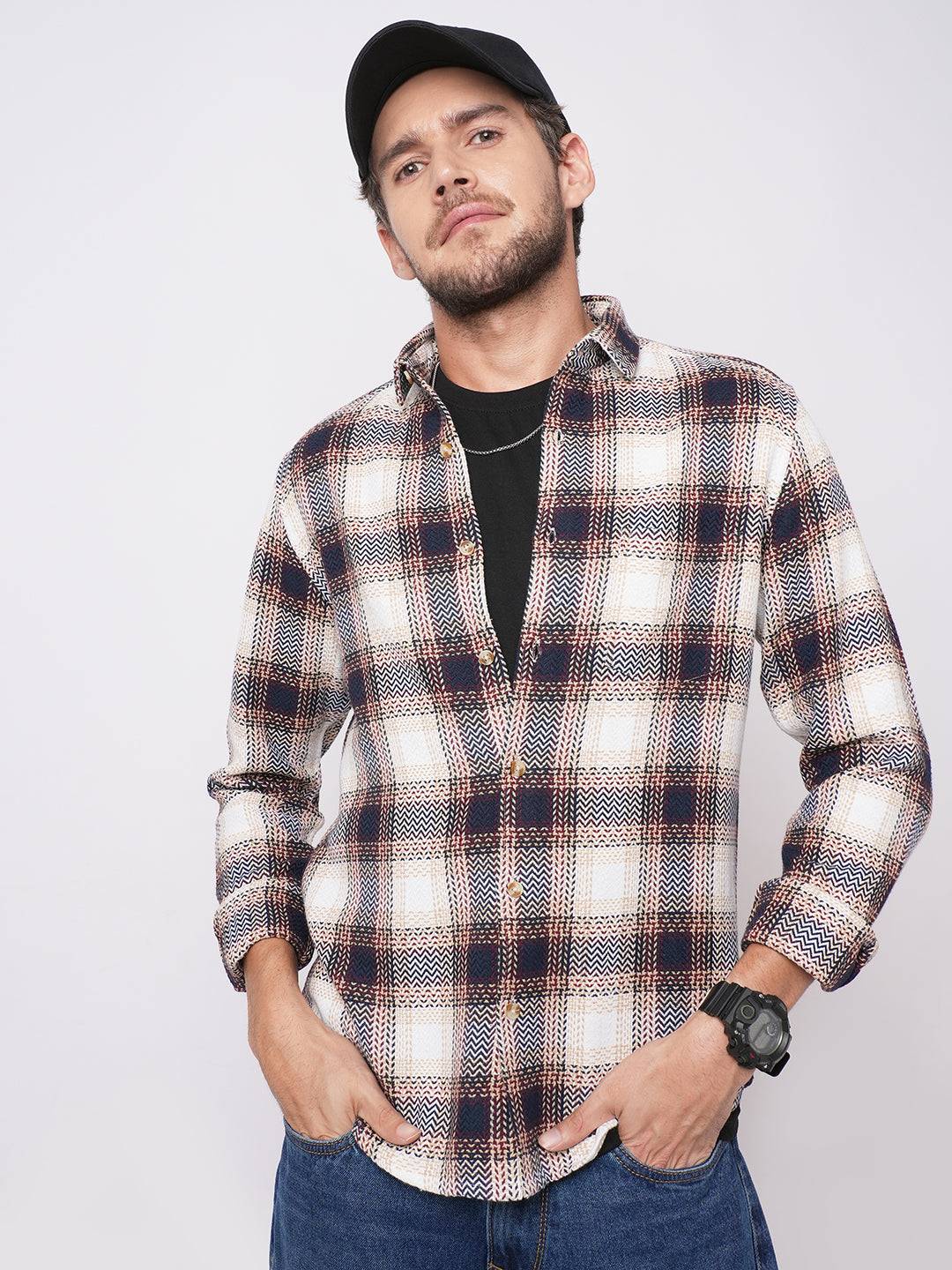Heritage Chevron Multicolour Tweed Checks Shirt Buy only at ₹699