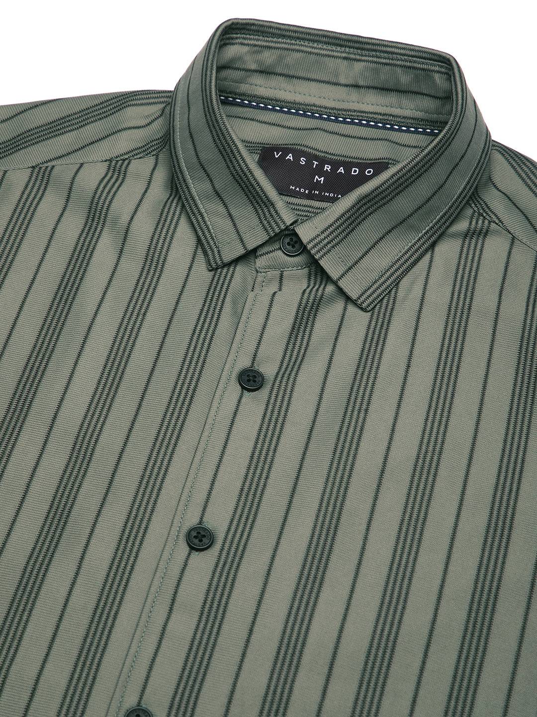 Classic Pullman Green Striped Shirt Buy only at ₹659