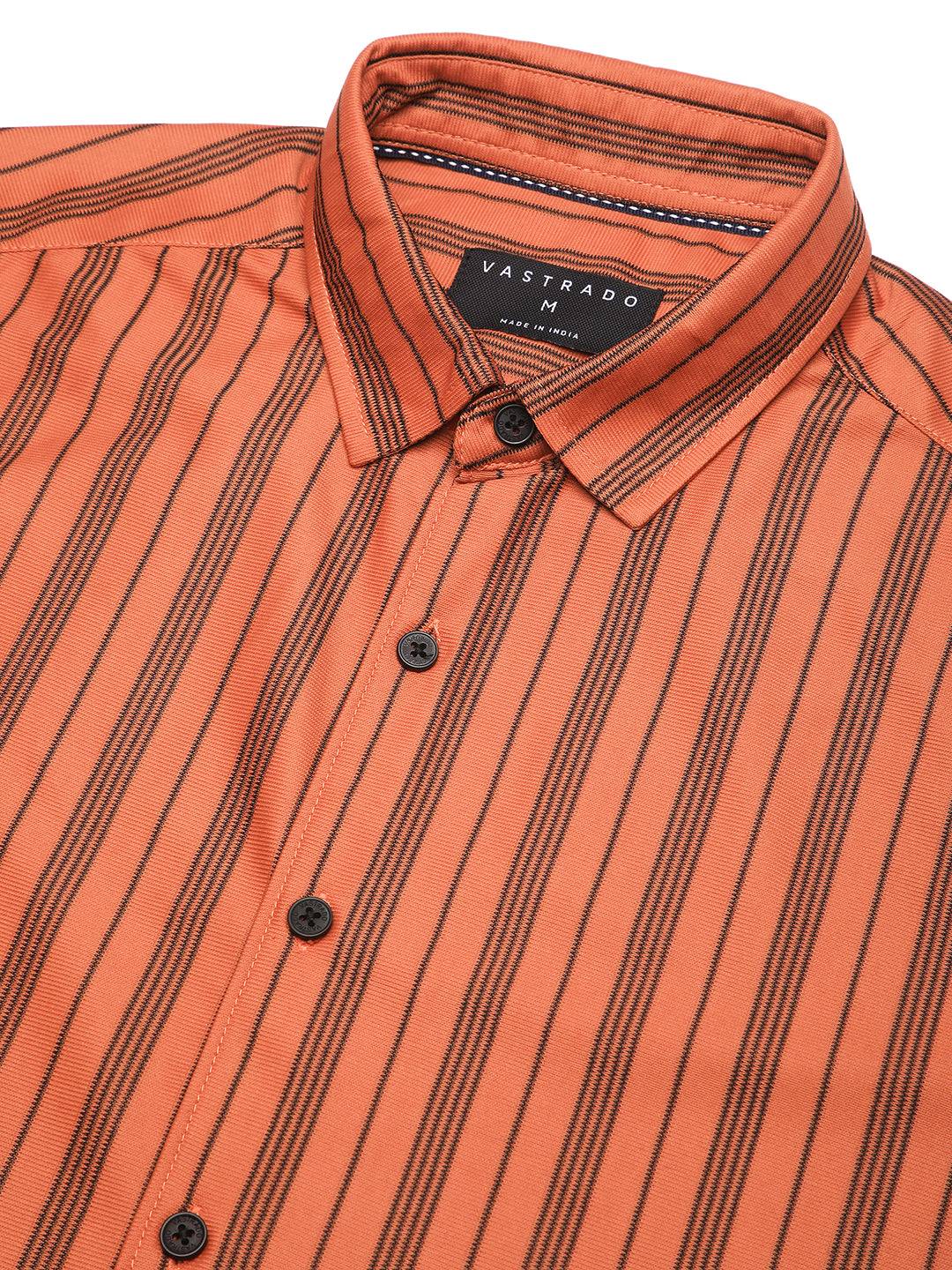 Tawny Orange Striped Shirt Buy only at ₹659