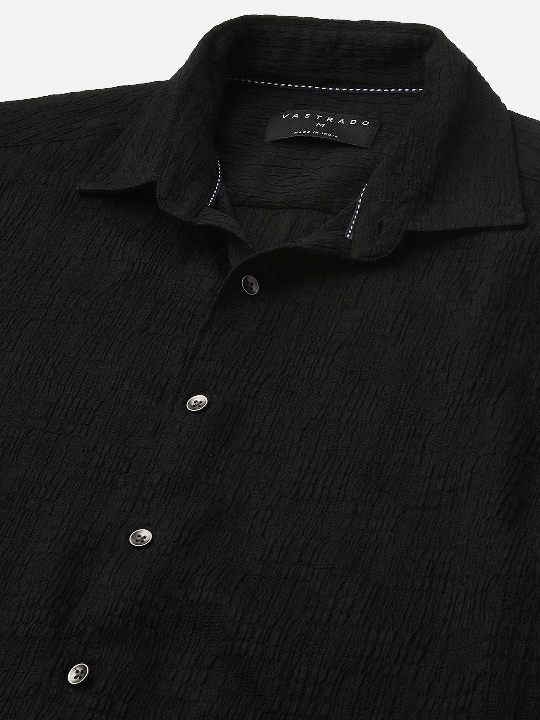 Deep Black Crinkled Textured Shirt Buy only at ₹699