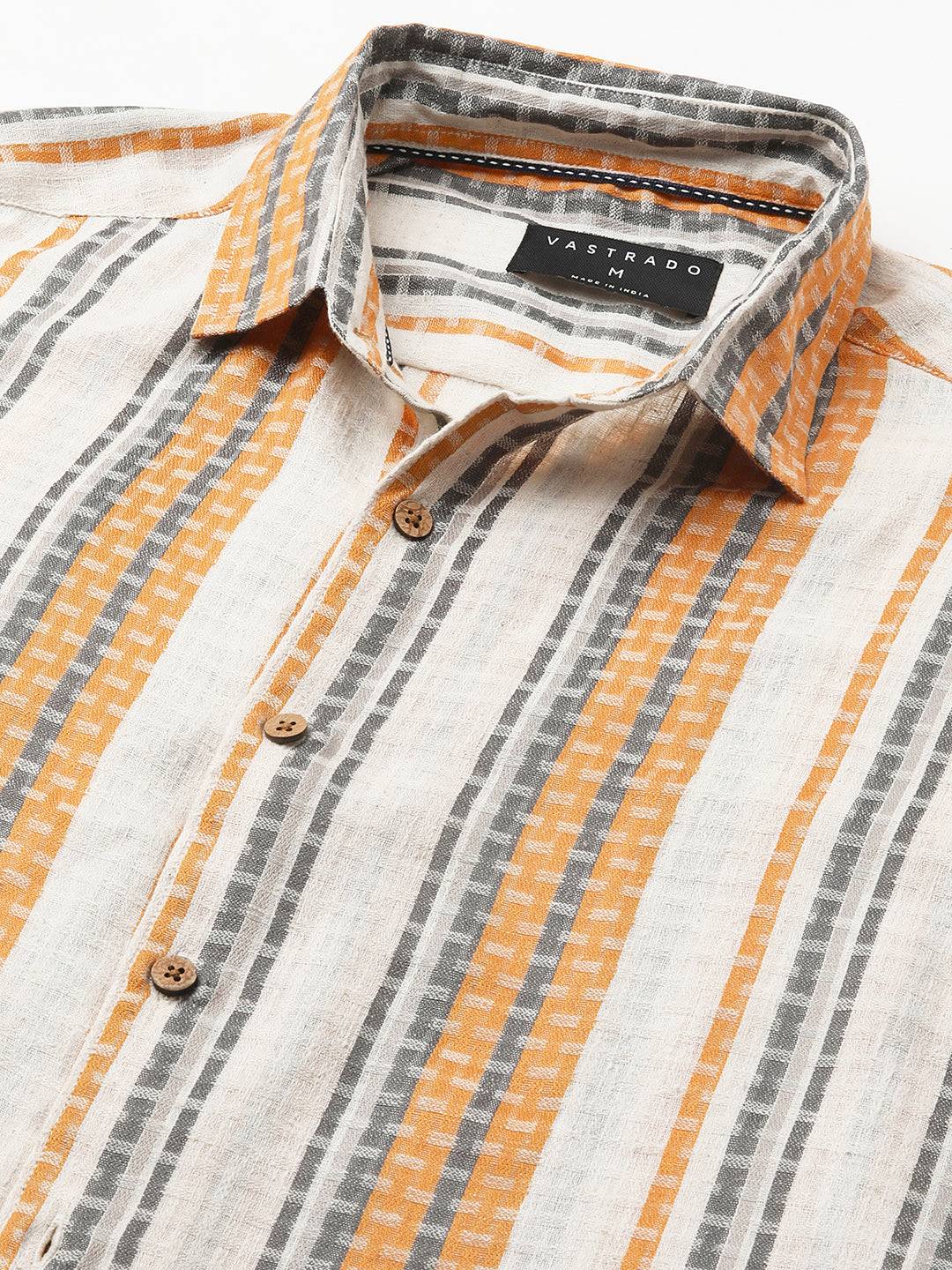 Stylish Multicolor Dobby Striped Shirt Buy only at ₹699
