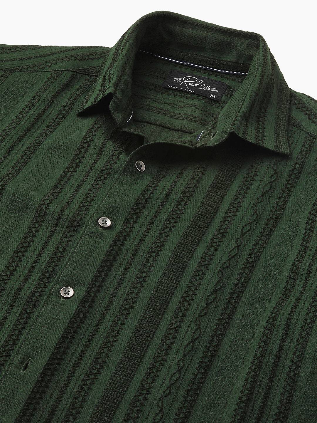 Mughal Green Jacquard Striped Shirt Buy only at ₹759