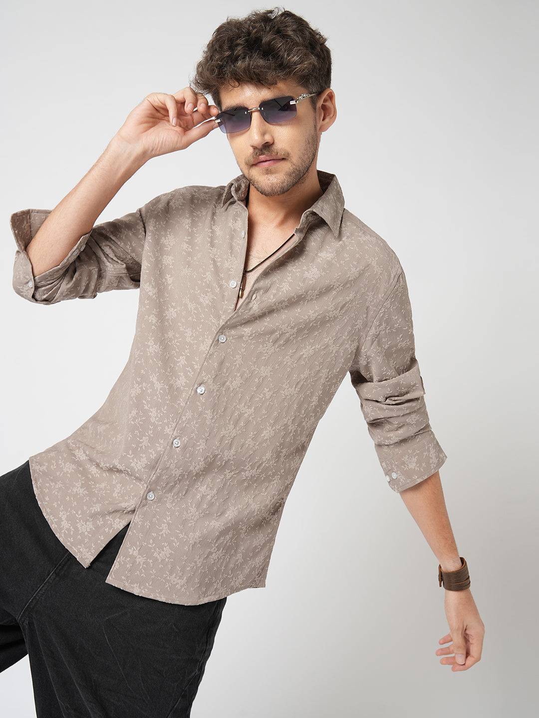 Floral Sand Luxe Weave Shirt Buy only at ₹759