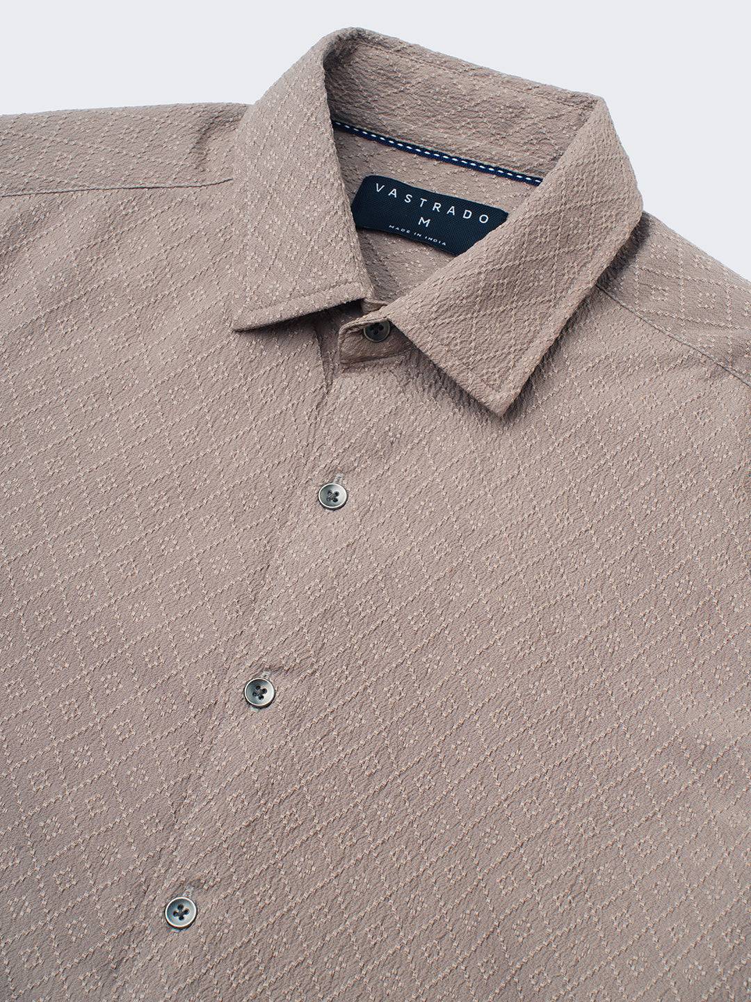 Chestnut Brown Diamond Textured Shirt Buy only at ₹759