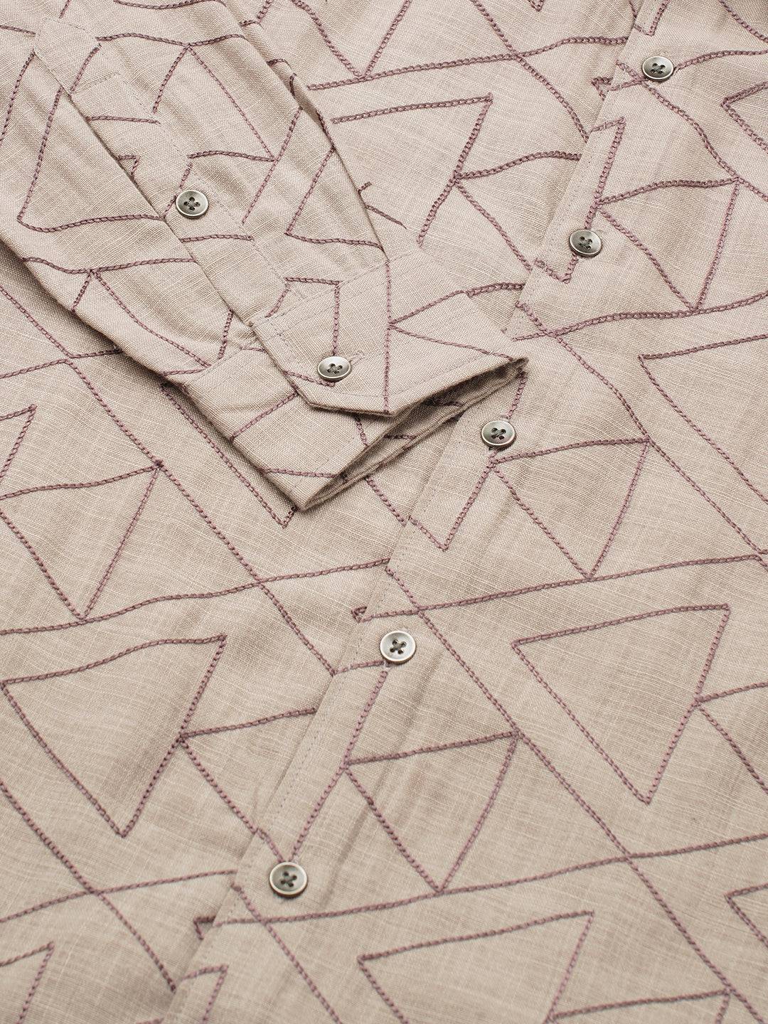 Cashmere Brown Contrast Embroidery Shirt Buy only at ₹759