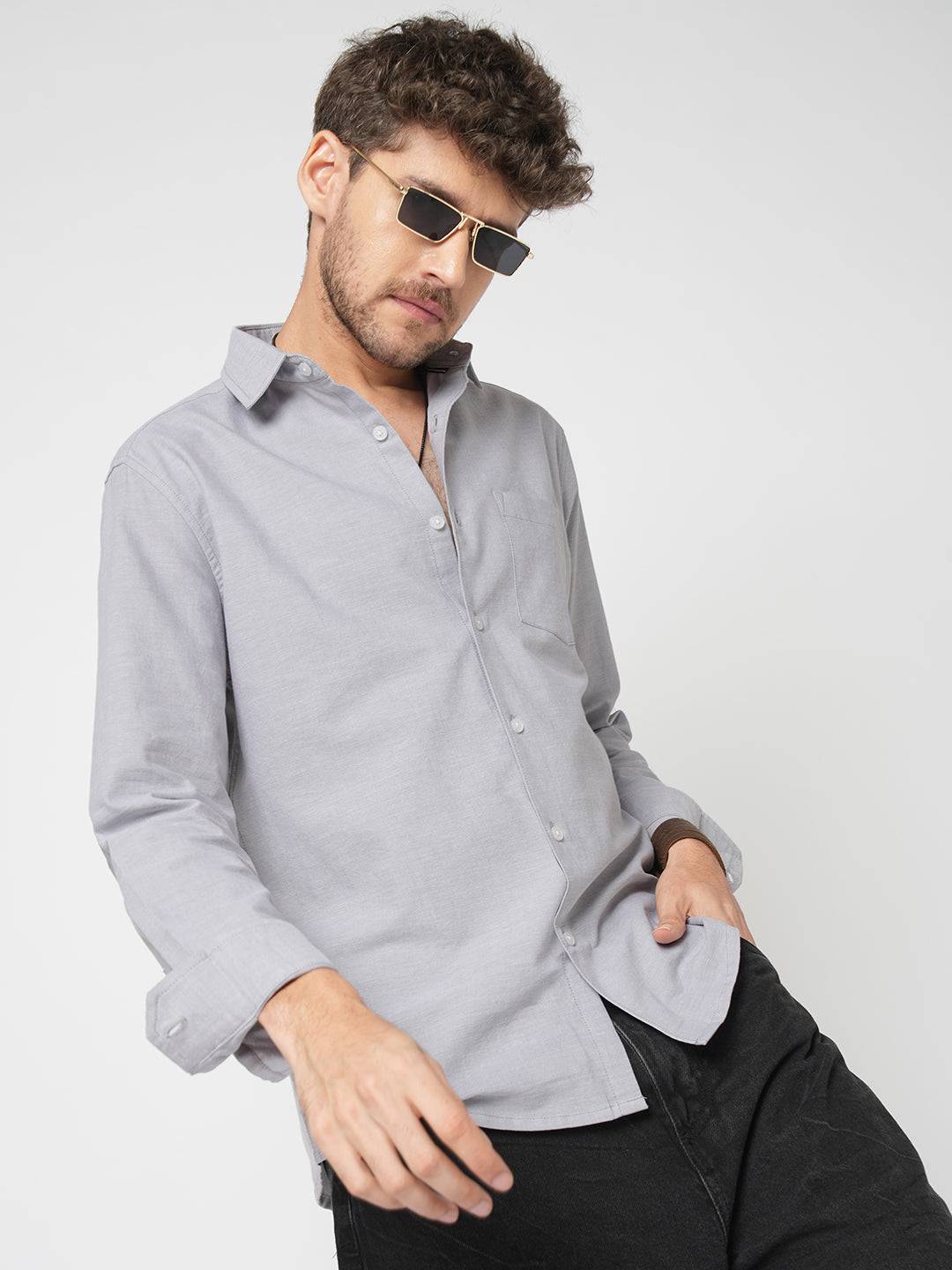 Classic Cloud Grey Oxford Shirt Buy only at ₹759