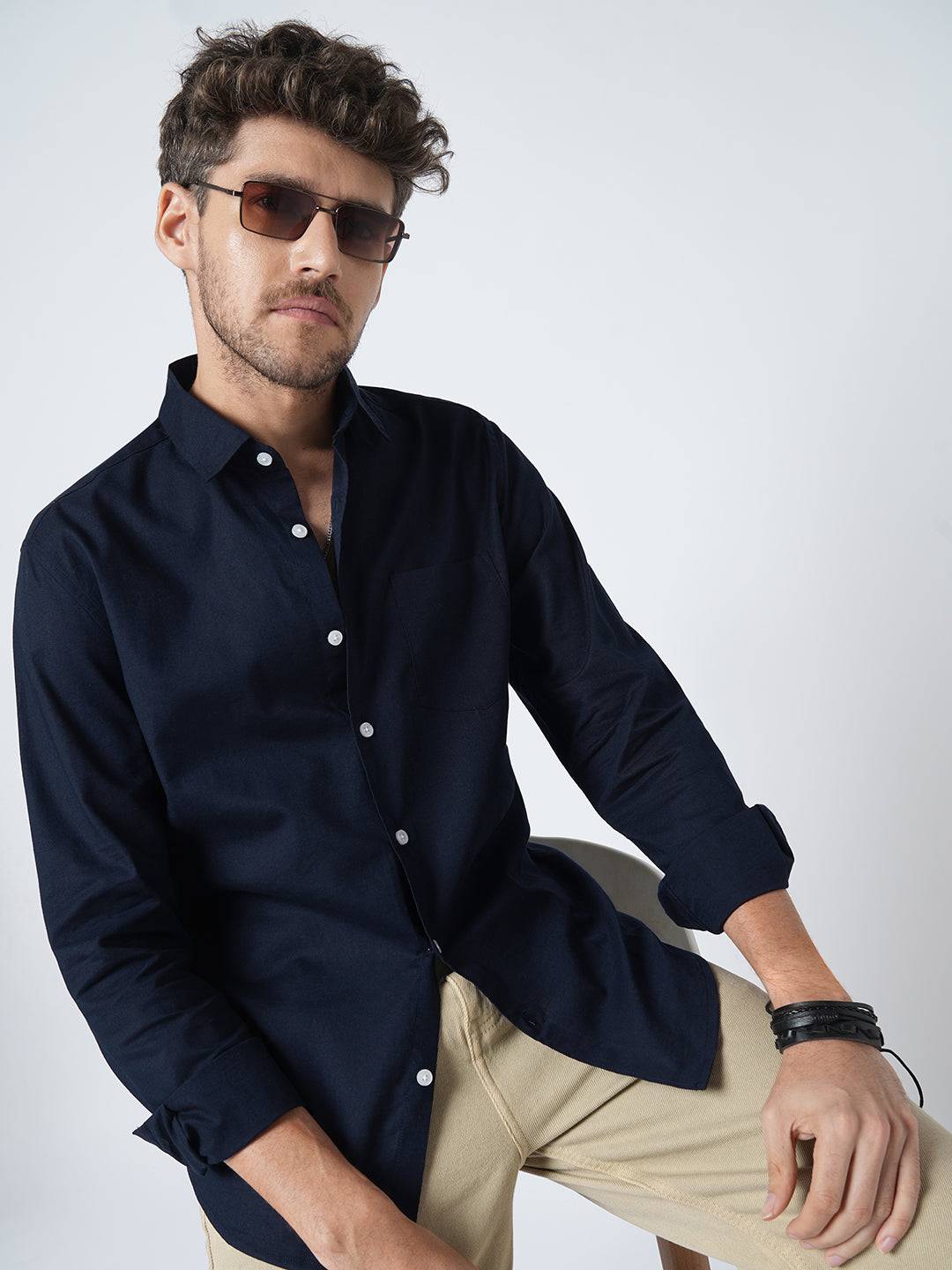 Regal Navy Slub Shirt Buy only at ₹659
