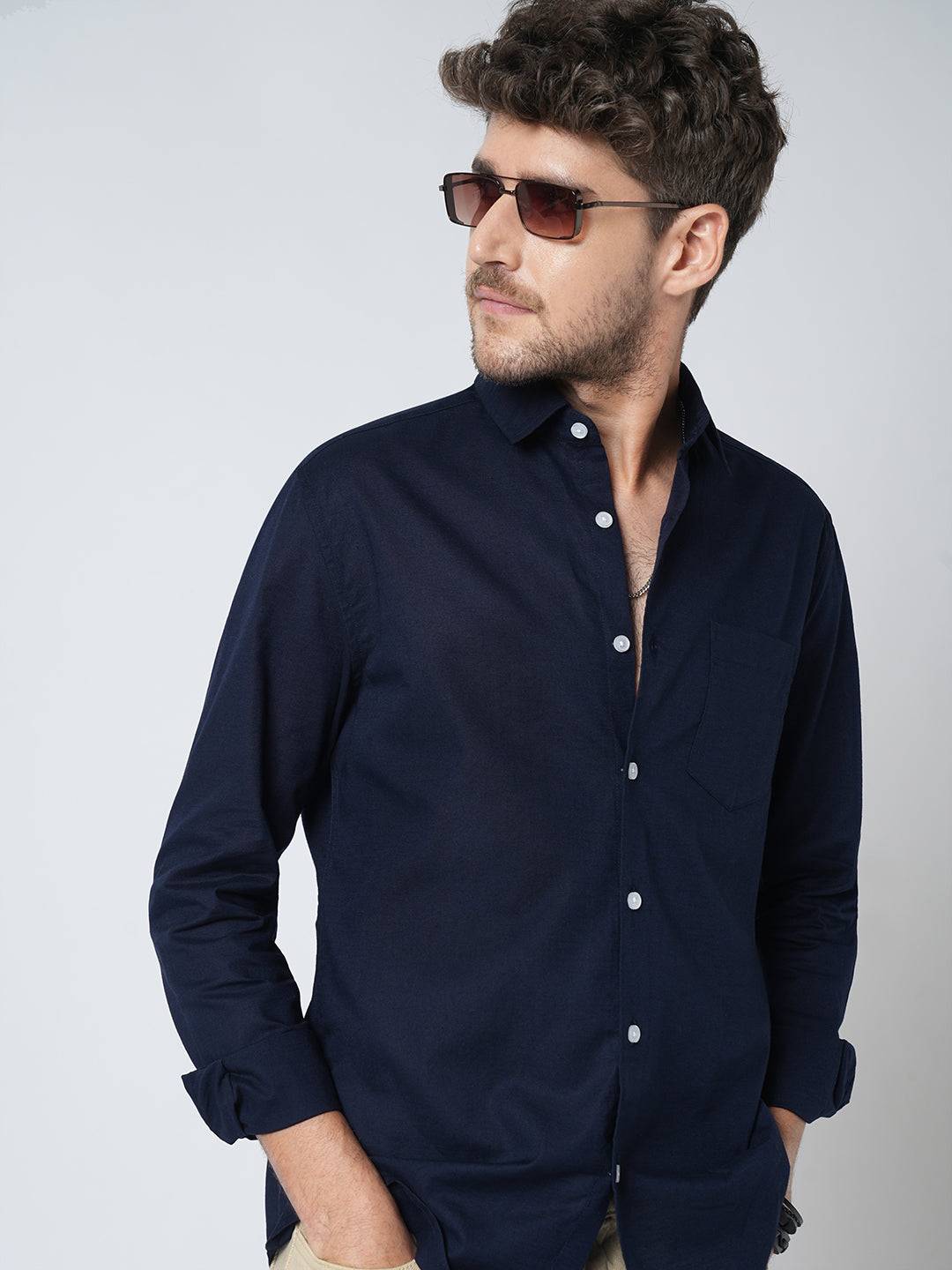 Regal Navy Slub Shirt Buy only at ₹659