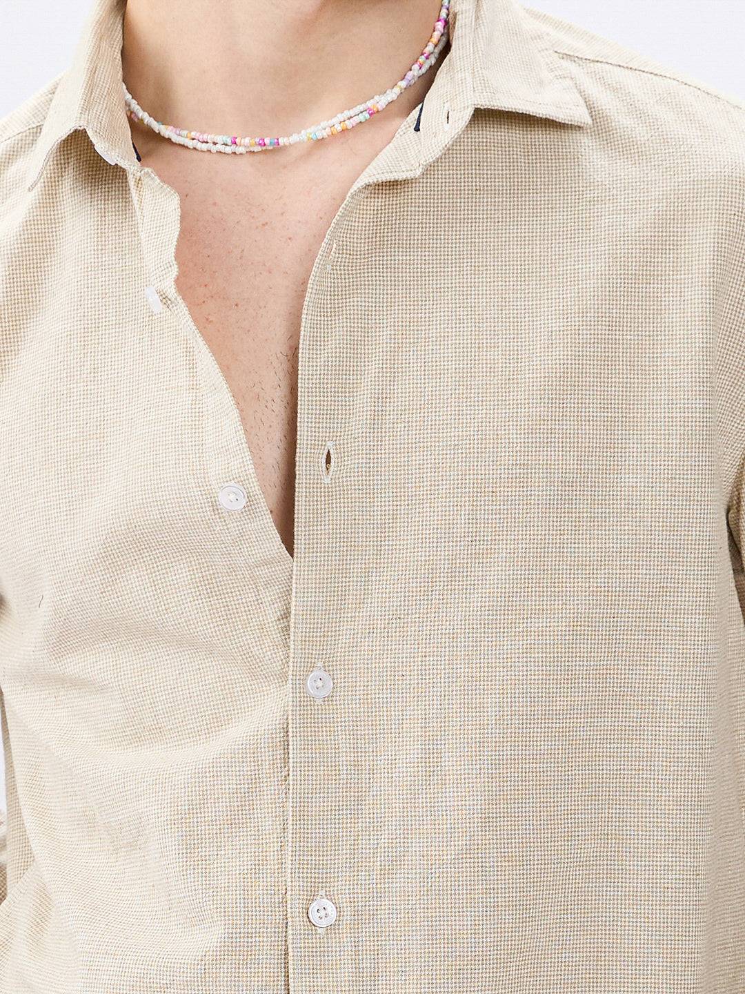 Neutral Beige Micro check Everyday Shirt Buy only at ₹699