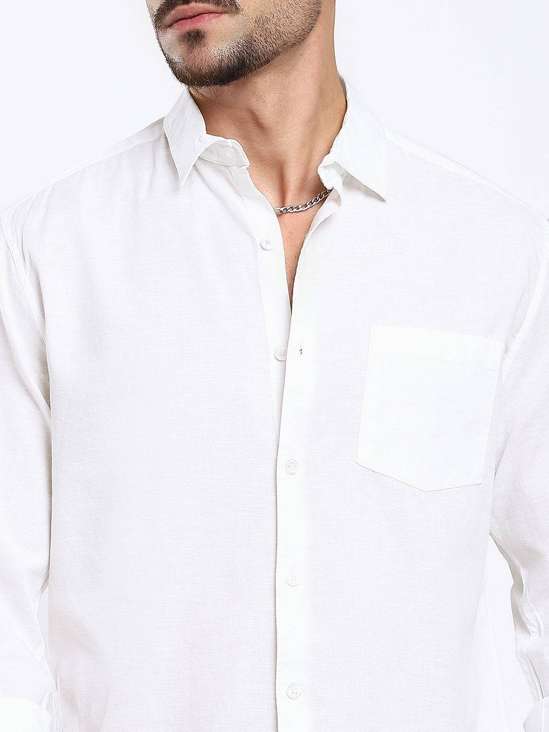 Pristine White Slub Textured Shirt Buy only at ₹659