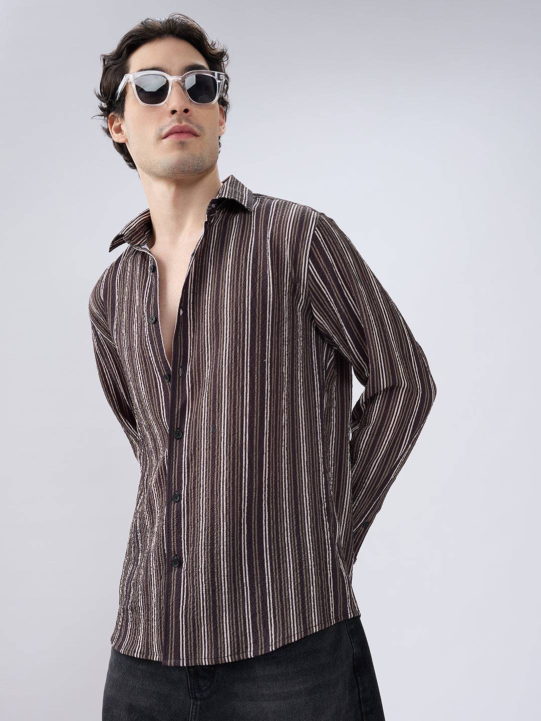 Contrast Pinstripe Evening Shirt Buy only at ₹659