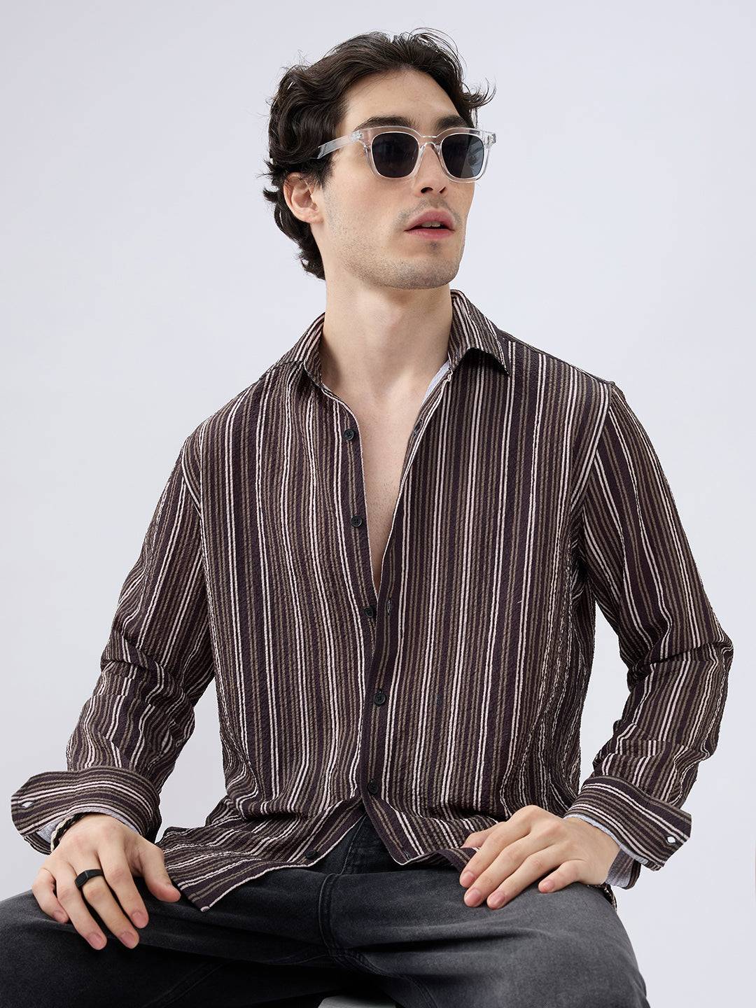 Contrast Pinstripe Evening Shirt Buy only at ₹659