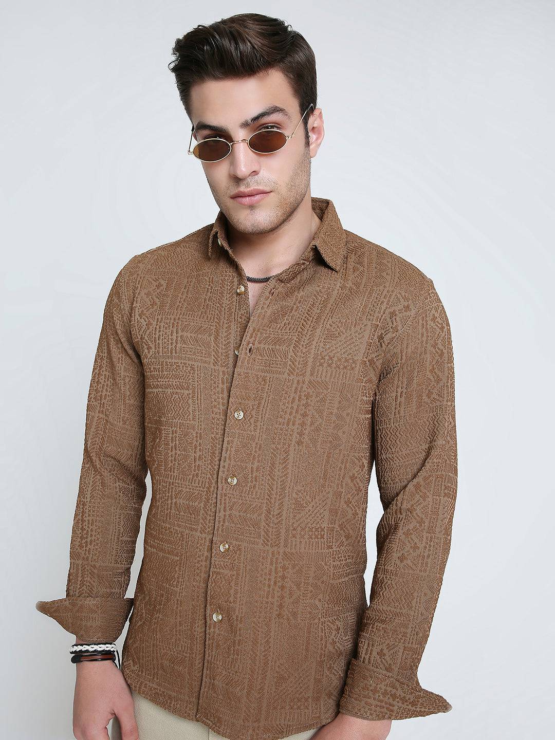 Intricate Rustic Charm Jacquard Shirt Buy only at ₹759