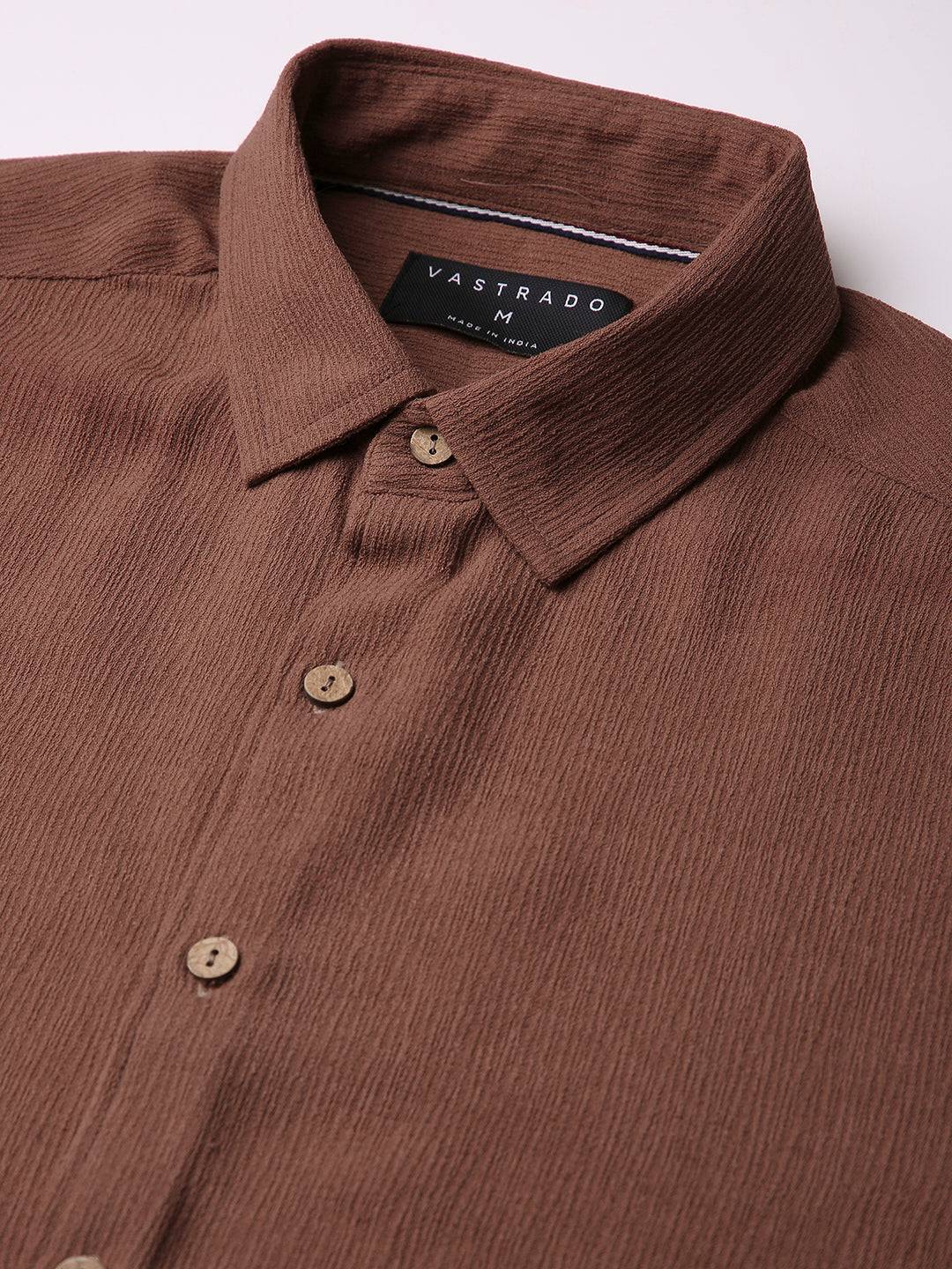 Russet Brown Crinkled Shirt Buy only at ₹699