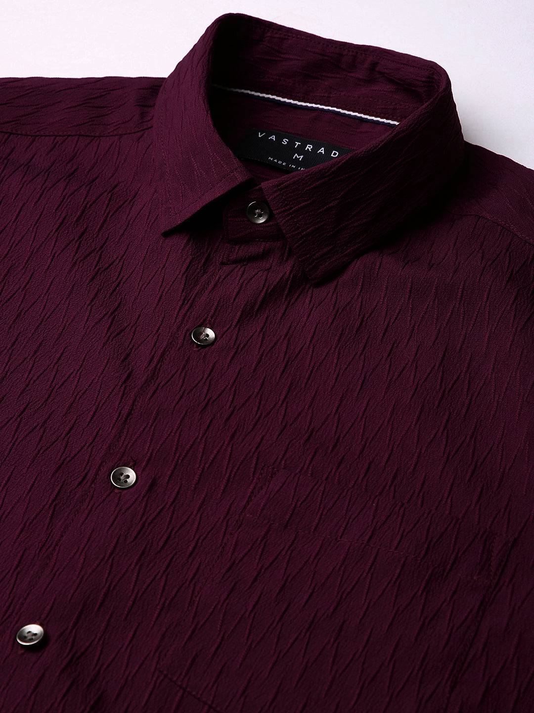 Royal Wine NightOut Textured Shirt Buy only at ₹659