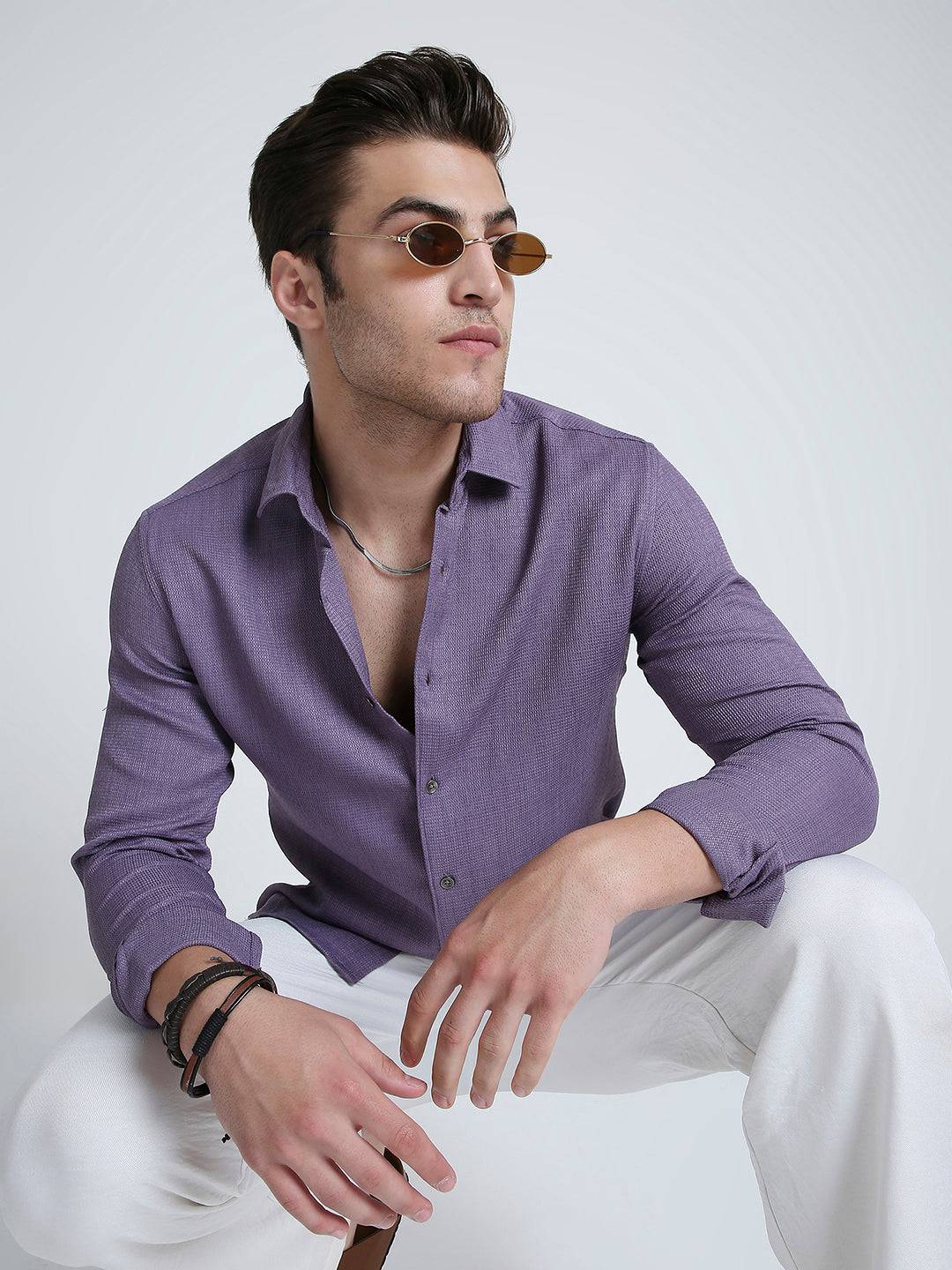 Purple Soft Textured Woven Shirt Buy only at ₹659