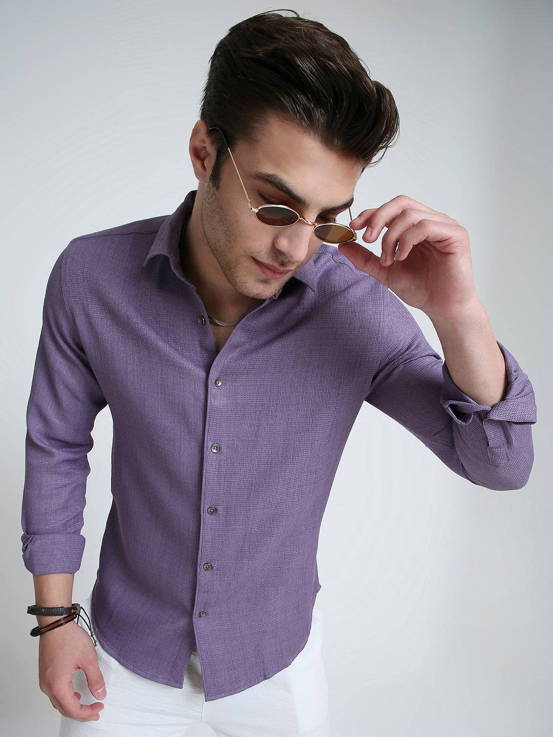 Purple Soft Textured Woven Shirt Buy only at ₹659