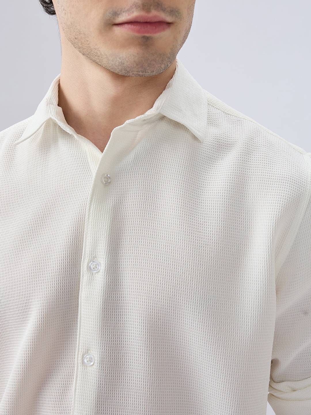 White Waffle Weave Everyday Shirt Buy only at ₹659