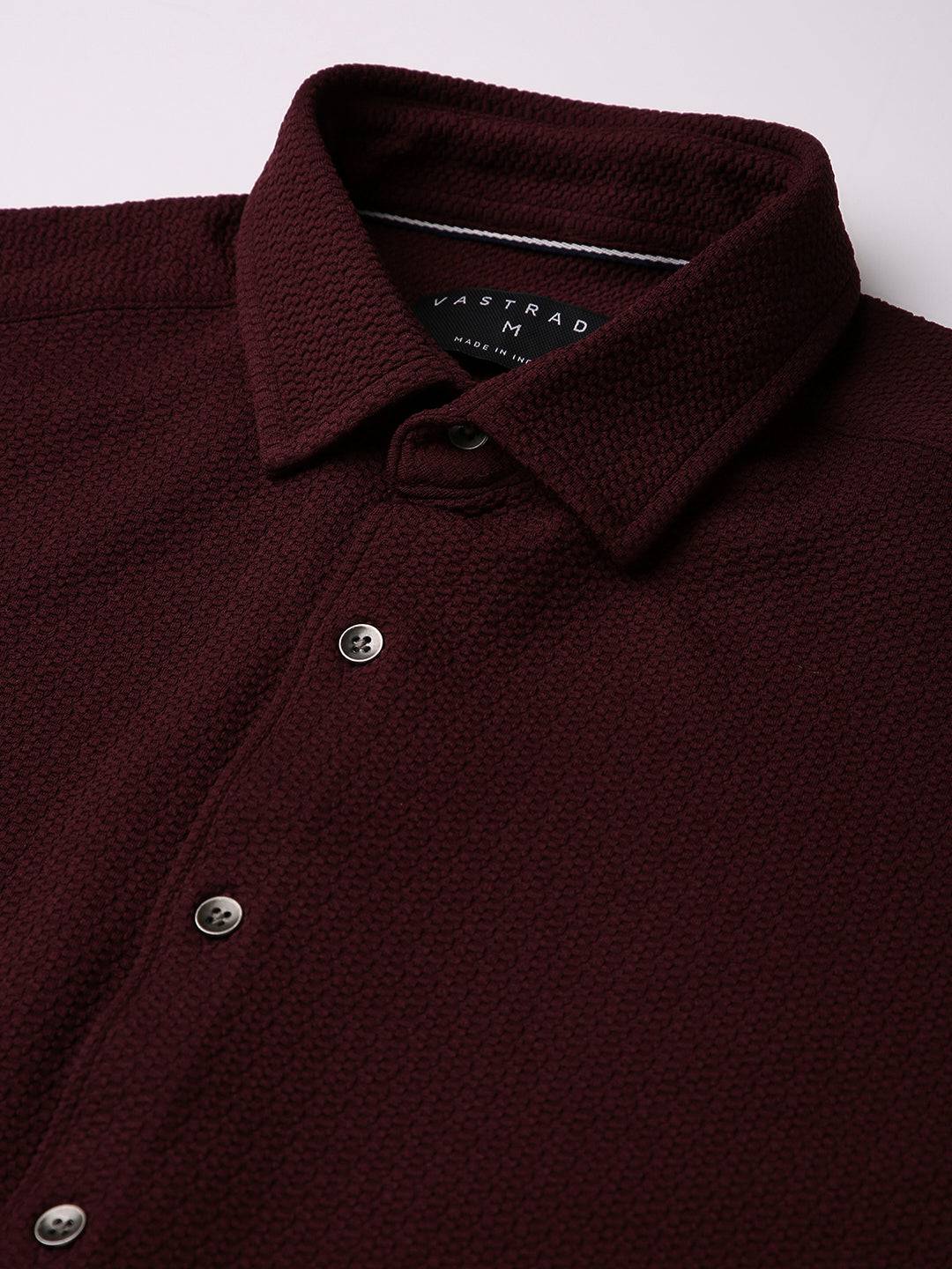 Vintage Maroon Textured Elegance Shirt Buy only at ₹659