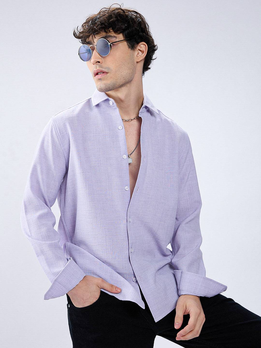 Classic Pastel Lavender Gridline Shirt Buy only at ₹699