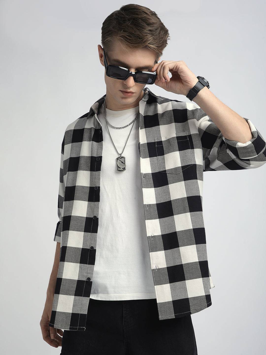 Premium Cotton Monochrome Box Grid Classic Shirt Buy only at ₹759