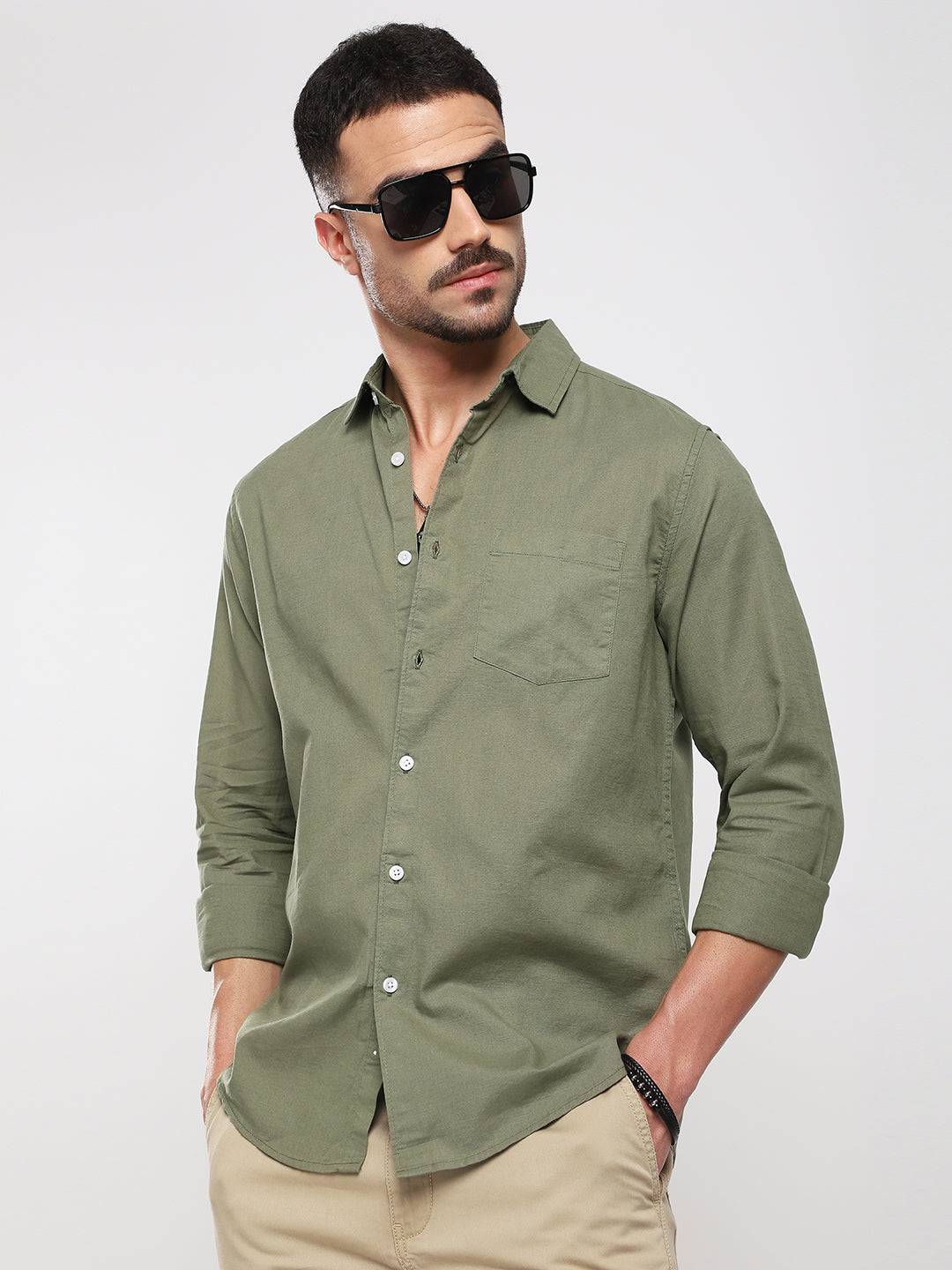 Minimal Olive Haze Everyday Shirt Buy only at ₹659